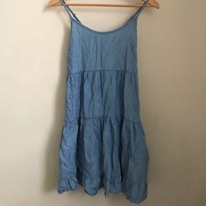 Chambray denim ruffle dress